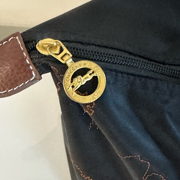 limited-edition Longchamp Le Pliage embroidered tote bag  black and brown - Picture 8 of 12